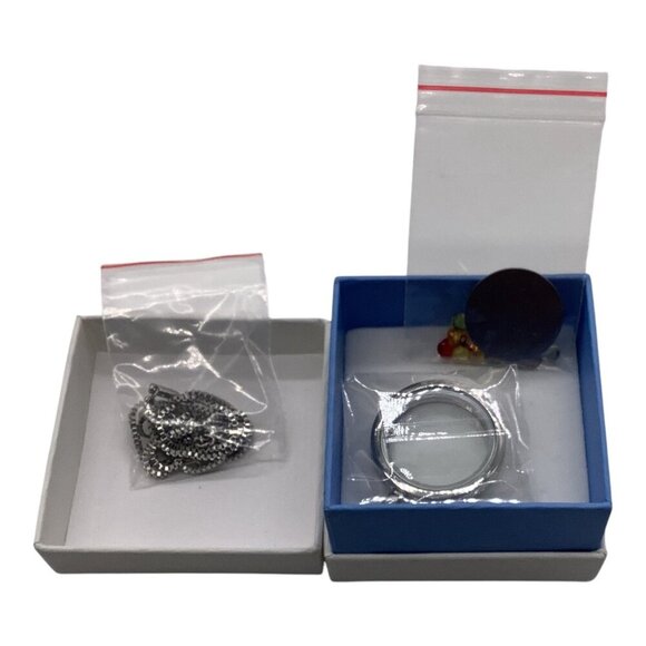 I Love My Family Locket Necklace Chain With Charms Set 21in Sliver Tone - Picture 2 of 10